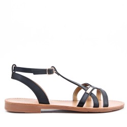 Flat sandals in faux leather for women