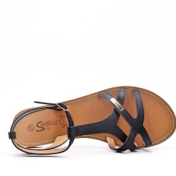 Flat sandals in faux leather for women