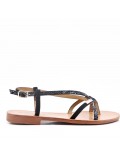 Flat sandals in faux leather for women