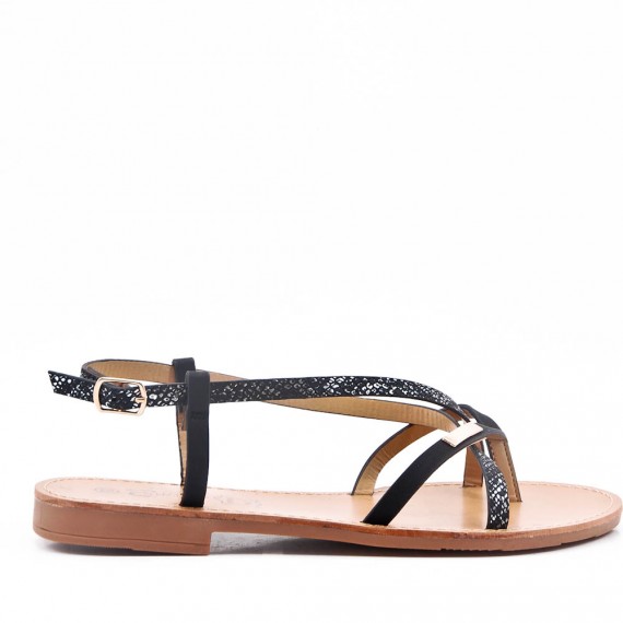 Flat sandals in faux leather for women