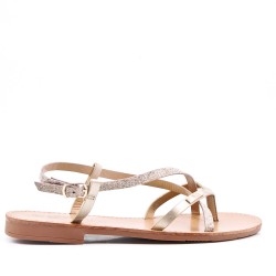 Flat sandals in faux leather for women