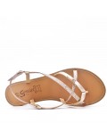 Flat sandals in faux leather for women