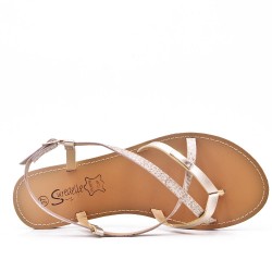 Flat sandals in faux leather for women