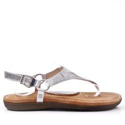 Flat sandals in faux leather for women