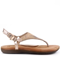 Sandale plat en simili cuir pour femme