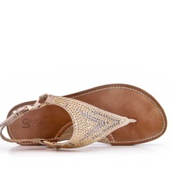 Flat sandals in faux leather for women