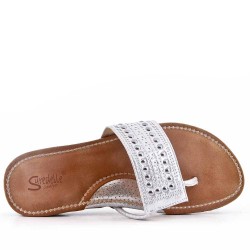 Sandale plat en simili cuir pour femme