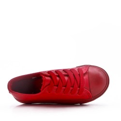 Basket rouge enfant à lacet en simili cuir