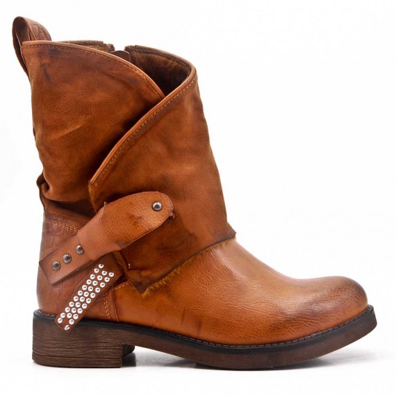 ZAPATOS AL POR MAYOR-Botas planas camel en gamuza sintética Para otoño e  invierno