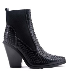 Black flat ankle boot in a mix of materials For autumn and winter