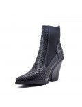 Black flat ankle boot in a mix of materials For autumn and winter