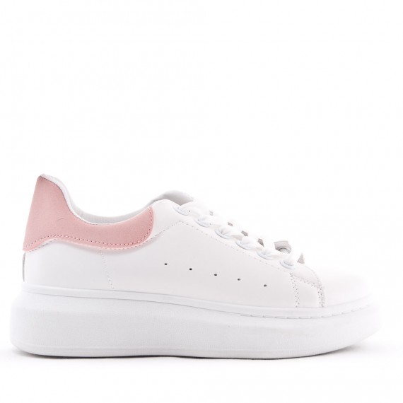 Zapatilla deportiva con cordones de piel sintética para mujer