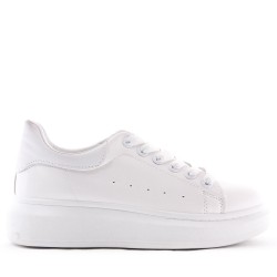 Women's faux leather lace up sneaker