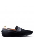 Moccasin in suede flanged leather