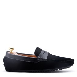 Moccasin in suede flanged leather