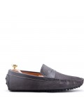 Moccasin in suede flanged leather