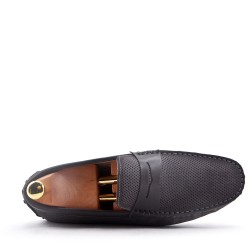 Moccasin in suede flanged leather