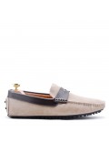 Moccasin in suede flanged leather