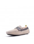 Moccasin in suede flanged leather