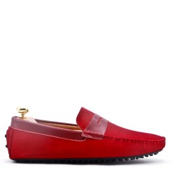 Moccasin in suede flanged leather