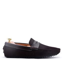 Mocassin en cuir daim à bride 