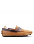 Moccasin in suede flanged leather