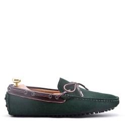 Moccasin in suede flanged leather