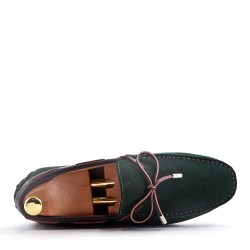 Moccasin in suede flanged leather