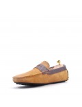 Moccasin in suede flanged leather