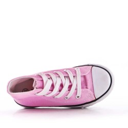 Cesta infantil rosa con cordones