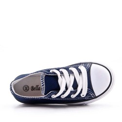 Children's navy lace-up basket