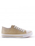 Women's textile glittery lace-up tennis