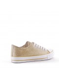 Women's textile glittery lace-up tennis