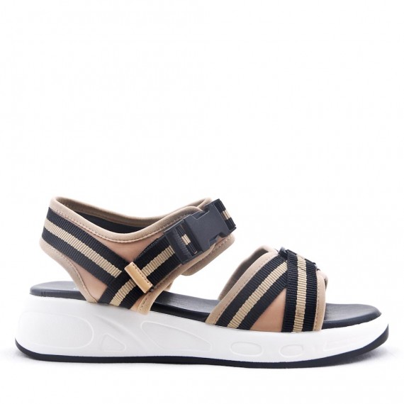 Textile wedge sandal