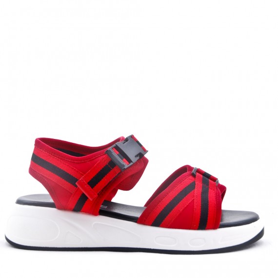 Textile wedge sandal