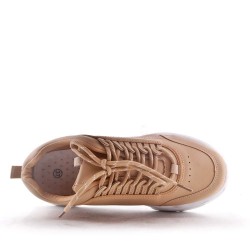 Women's faux leather lace up sneaker