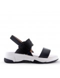 Faux leather wedge sandal