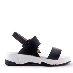 Faux leather wedge sandal