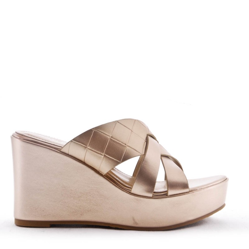 sandale compensee cuir femme