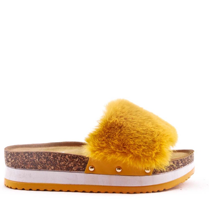 ZAPATOS AL POR MAYOR - Sandalias planas de pelo sintético para mujer