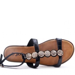 Faux leather sandal with glitter detail
