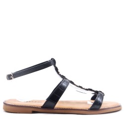 Faux leather sandal with glitter detail