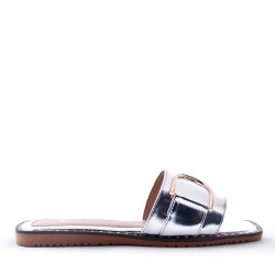 Flat sandals in faux leather for women