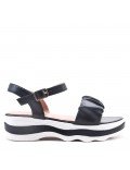 Faux leather wedge sandal