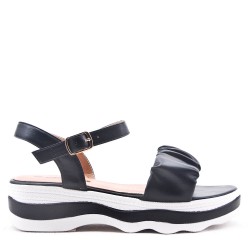 Faux leather wedge sandal