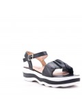 Faux leather wedge sandal