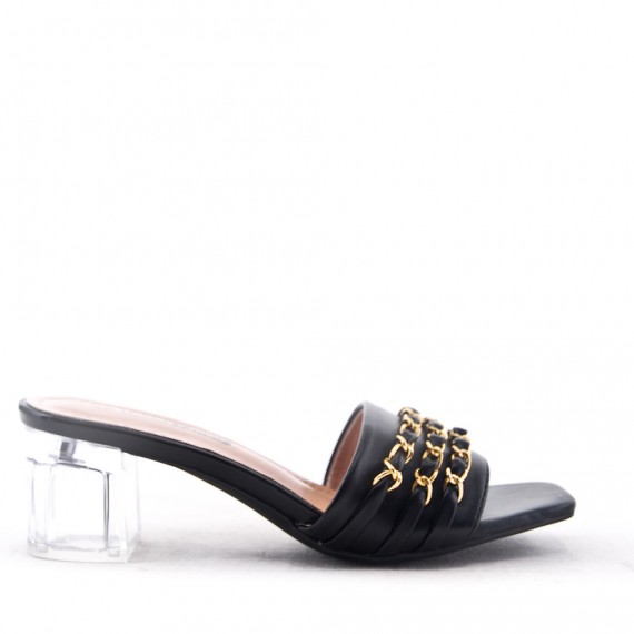 Faux leather heeled sandal