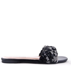 Slipper in mixed materials for women