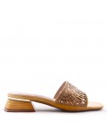 Mix-materials heeled sandal 