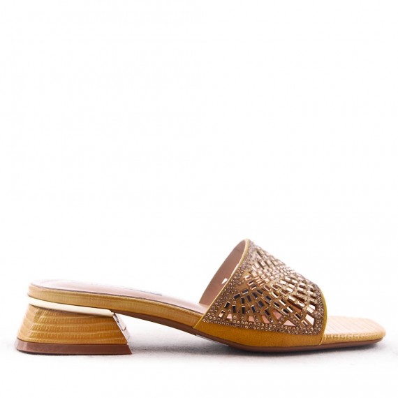 Mix-materials heeled sandal 